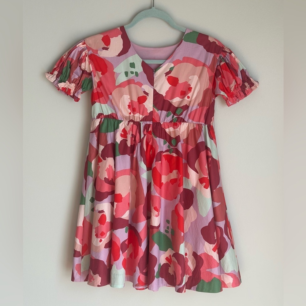 Tea Collections Girls Floral Print Dress Ruffle Sleeve Multi Color Pink Size 10 - Picture 3 of 8
